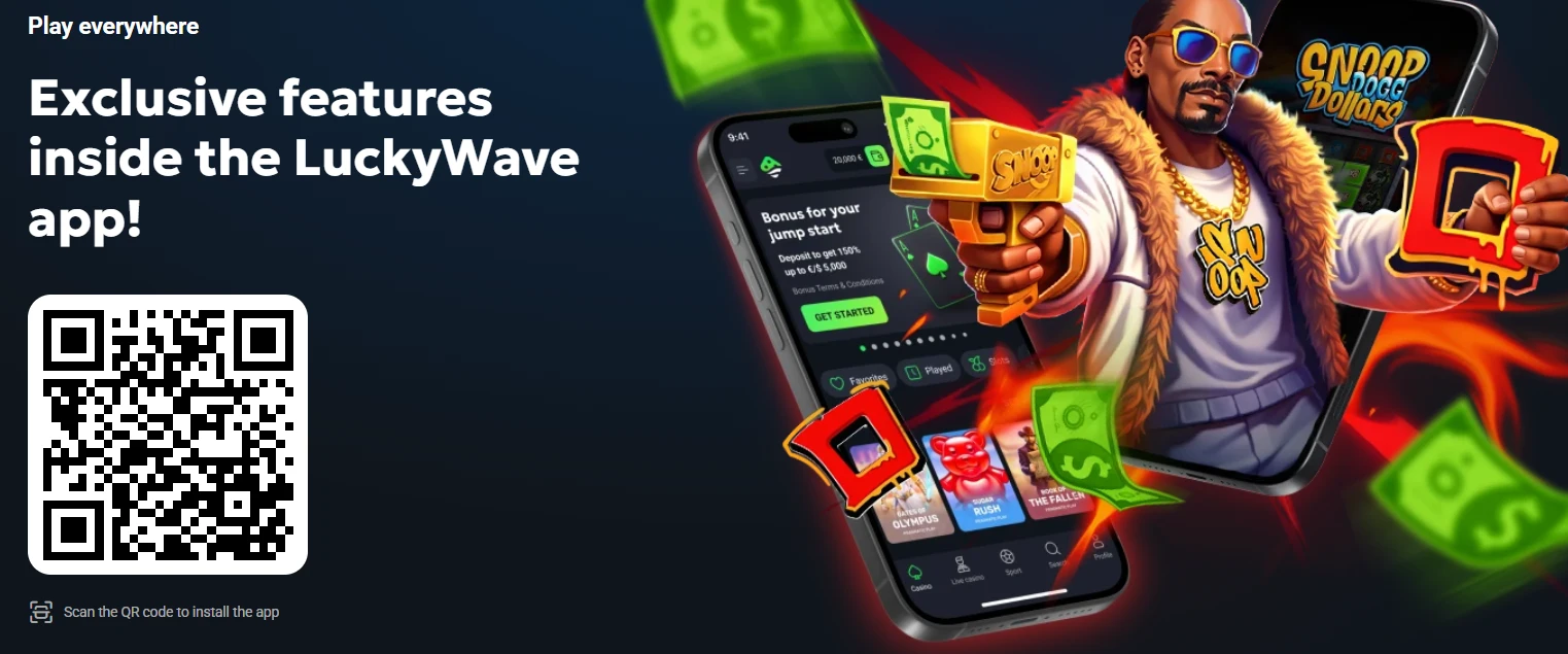 LuckyWave mobile app install page